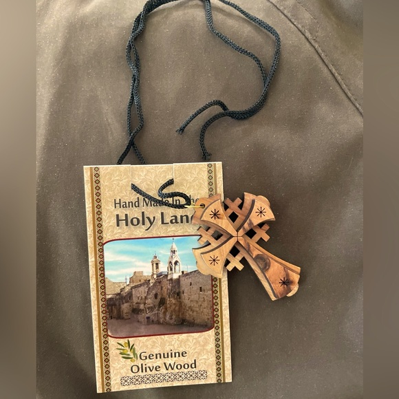 Olive Wood Hand Carved Cross Necklace pendant ornament - Bethlehem The Holy Land - Picture 7 of 7